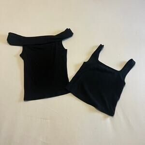 Old Navy Ultra-Crop Rib-Knit Tank Top Off-Shoulder Ribbed Top Set S